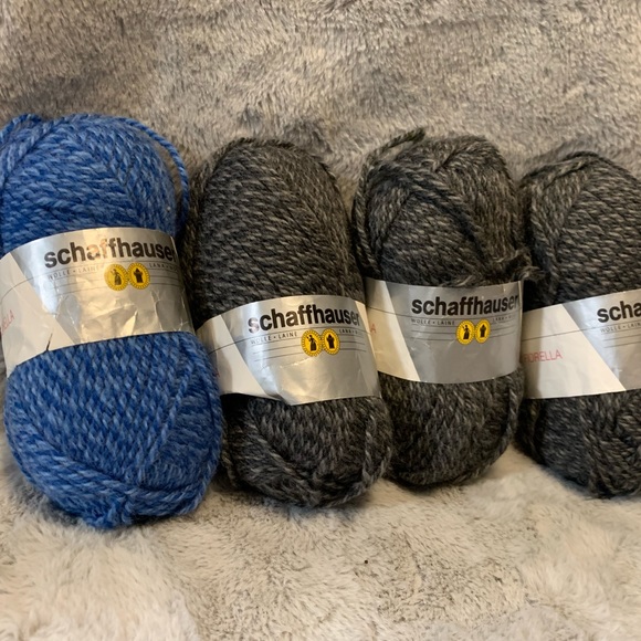 4 Skeins Schaffhauser Wolle Yarn Virgin Wool Acrylic 3 Gray 1 Blue - Picture 3 of 12